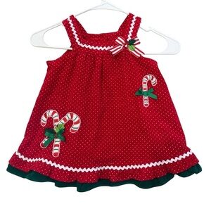 Rare Too! Girls 24M Red Christmas Dress Candy Cane Corduroy Holiday